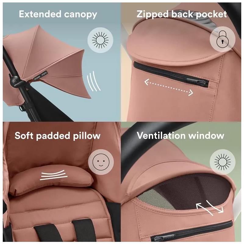Stokke - Yoyo³ Stroller Bundle, Black And White Frame & Ginger 6+ Color Pack