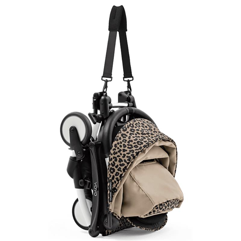 Stokke - Yoyo³ Stroller Bundle, Black And White Frame & Leopard 6+ Color Pack