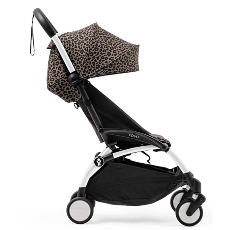 Stokke - Yoyo³ Stroller Bundle, Black And White Frame & Leopard 6+ Color Pack