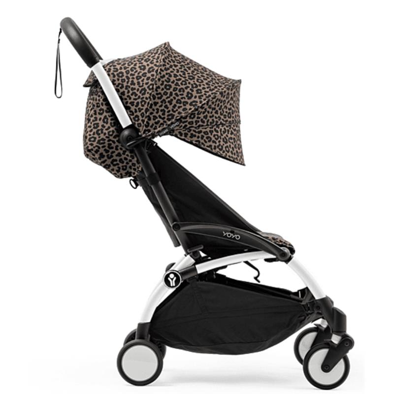 Stokke - Yoyo³ Stroller Bundle, Black And White Frame & Leopard 6+ Color Pack