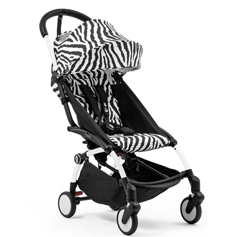 Stokke - Yoyo³ Stroller Bundle, Black And White Frame & Zebra 6+ Color Pack