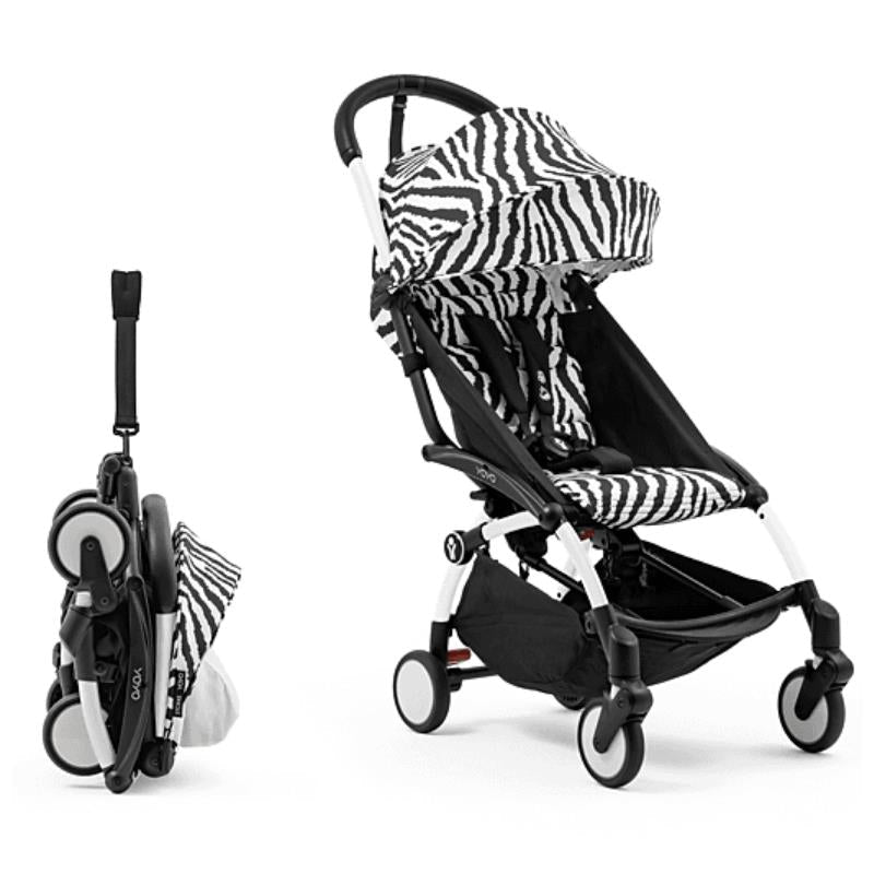 Stokke - Yoyo³ Stroller Bundle, Black And White Frame & Zebra 6+ Color Pack