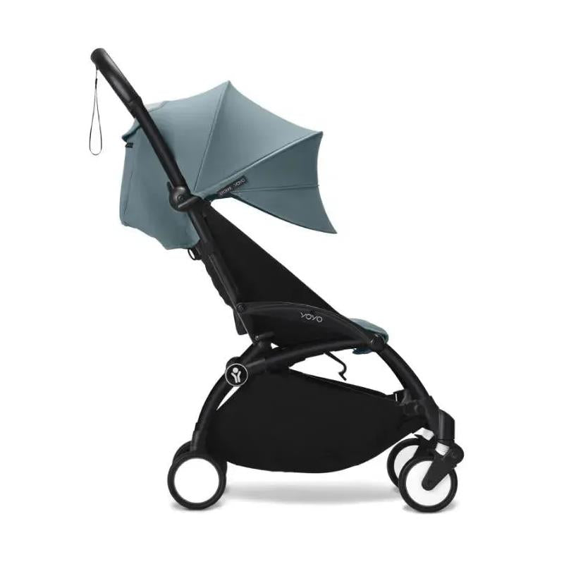 Stokke - Yoyo³ Stroller Bundle, Black Frame | Aqua 6+ Color Pack | Aqua Newborn Pack