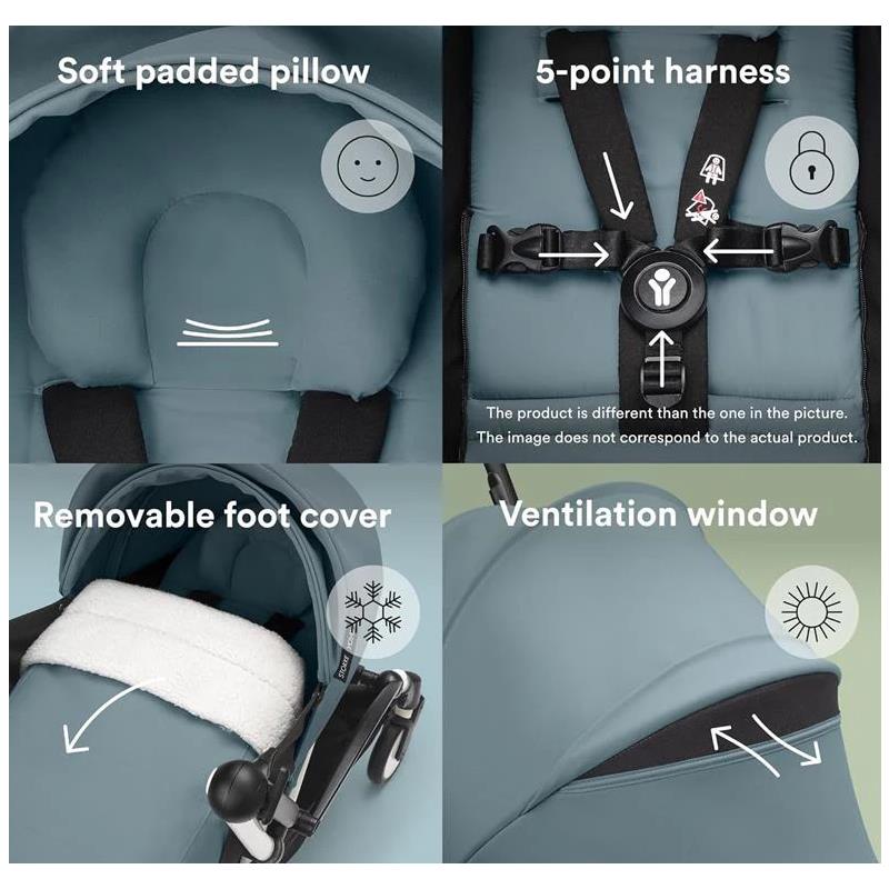 Stokke - Yoyo³ Stroller Bundle, Black Frame | Aqua 6+ Color Pack | Aqua Newborn Pack