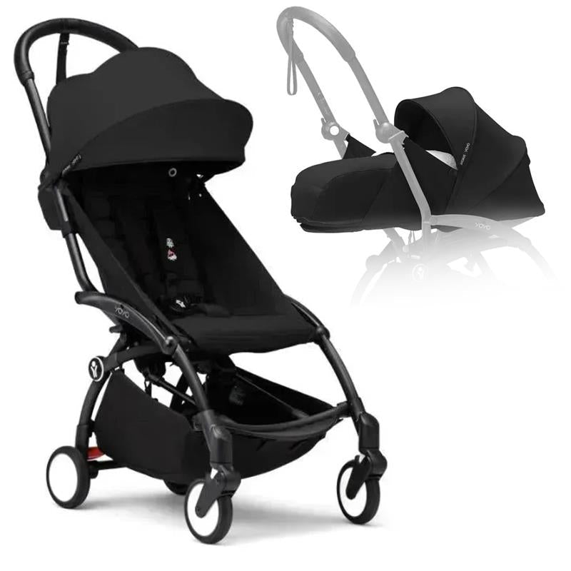 Stokke - Yoyo³ Stroller Bundle, Black Frame | Black 6+ Color Pack | Black Newborn Pack
