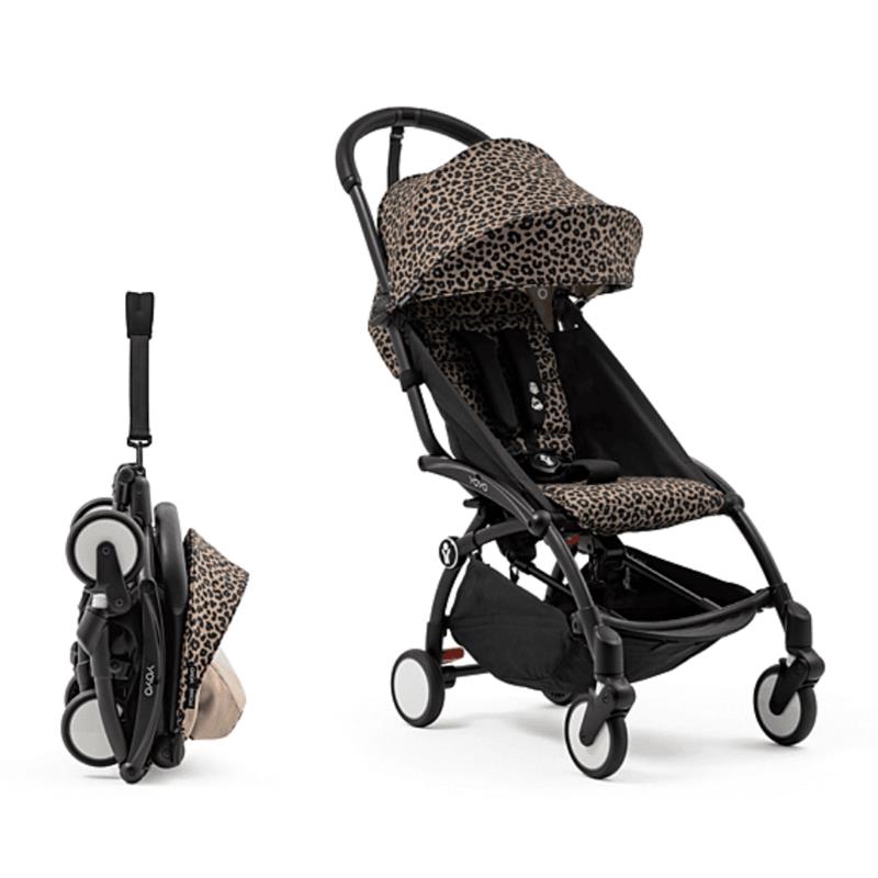 Stokke - Yoyo³ Stroller Bundle, Black Frame & Leopard 6+ Color Pack