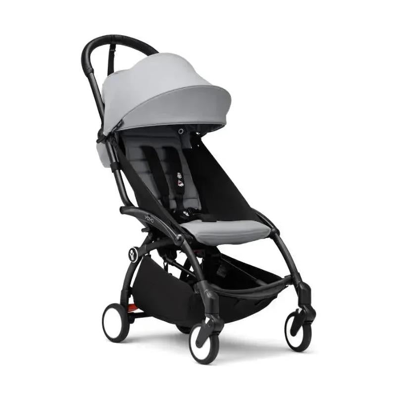Stokke - Yoyo³ Stroller Bundle, Black Frame | Stone 6+ Color Pack | Stone Bassinet
