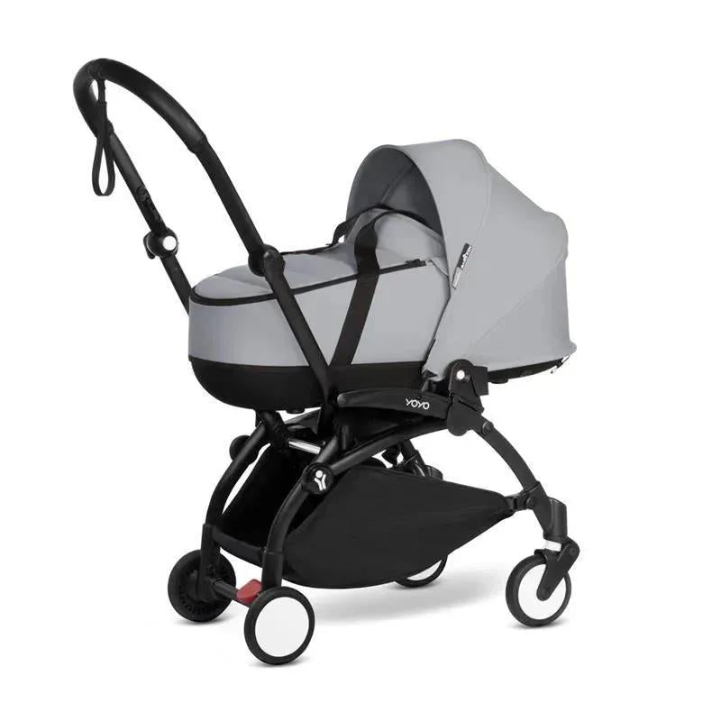 Stokke - Yoyo³ Stroller Bundle, Black Frame | Stone 6+ Color Pack | Stone Bassinet