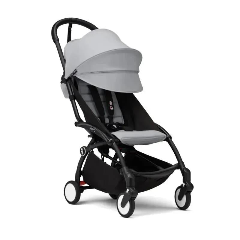 Stokke - Yoyo³ Stroller Bundle, Black Frame | Stone 6+ Color Pack | Stone Bassinet