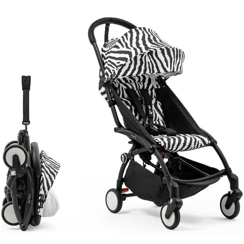 Stokke - Yoyo³ Stroller Bundle, Black Frame & Zebra 6+ Color Pack