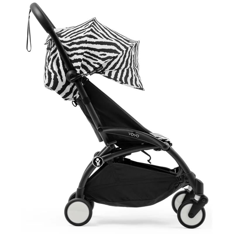 Stokke - Yoyo³ Stroller Bundle, Black Frame & Zebra 6+ Color Pack