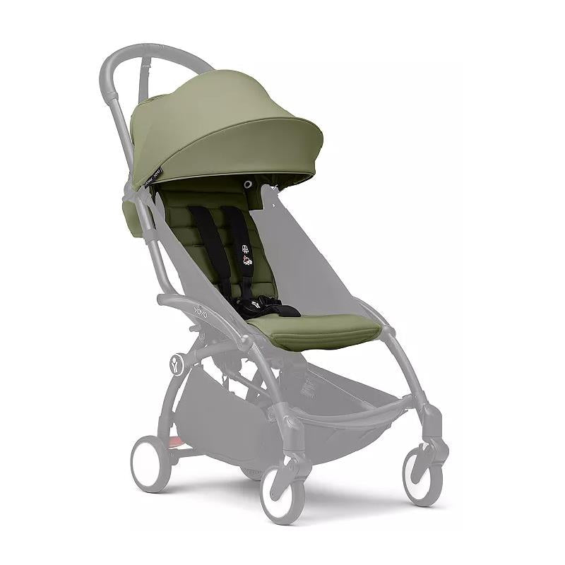 Stokke - Yoyo³ Stroller Frame, Black And White Frame & Olive 6+ Color Pack