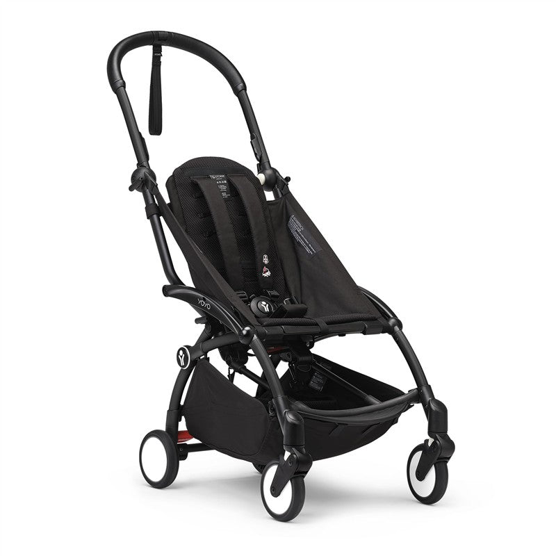 Stokke YOYO3 Frame, Black - Textile Set Not Included - Comes with 5-Point Harness, Multi-Position Reclining Backrest, Canopy Extensions, Padded Sho