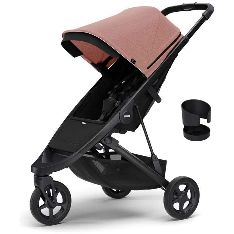 Thule - Spring Stroller Misty Rose Bundle (Cup Holder + Rain Cover)