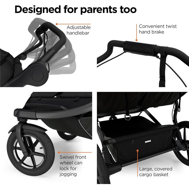 Thule - Urban Glide 3 Double Child All-Terrain Stroller, Black