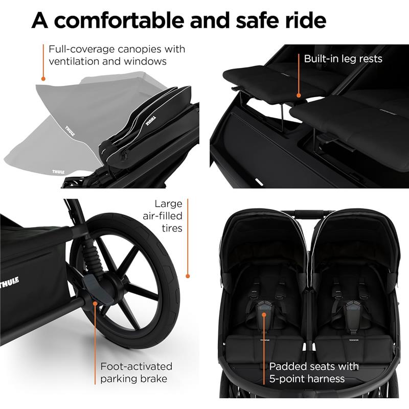 Thule - Urban Glide 3 Double Child All-Terrain Stroller, Black