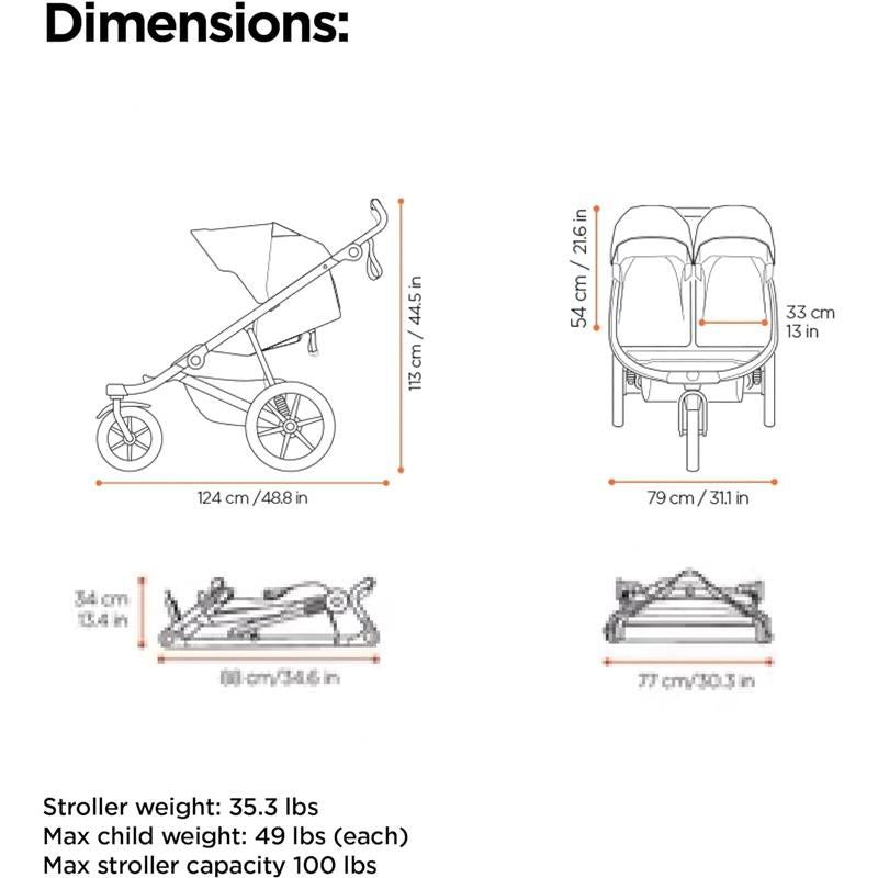 Thule - Urban Glide 3 Double Child All-Terrain Stroller, Black