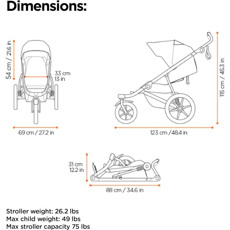 Thule - Urban Glide 3 Single Child All-Terrain Stroller, Blue