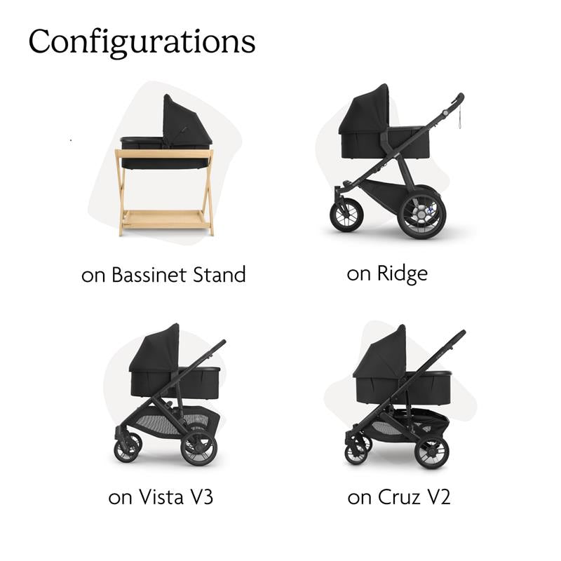 UPPAbaby - Bassinet V3, Compatible with Vista, Cruz, Ridge, Minu Strollers, Greyson (Charcoal Mélange/Carbon Frame)