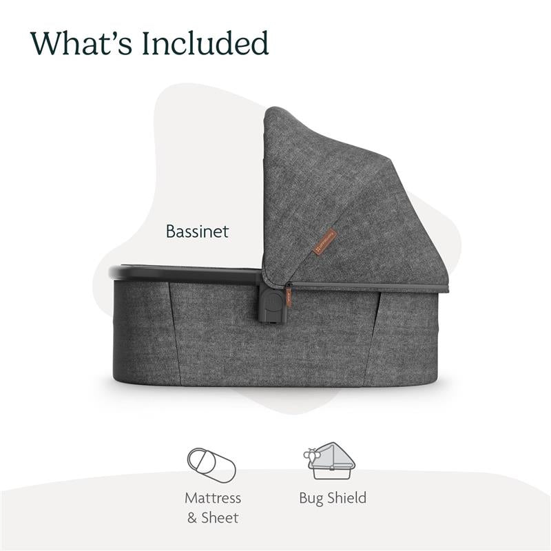 UPPAbaby - Bassinet V3, Compatible with Vista, Cruz, Ridge, Minu Strollers, Greyson (Charcoal Mélange/Carbon Frame)