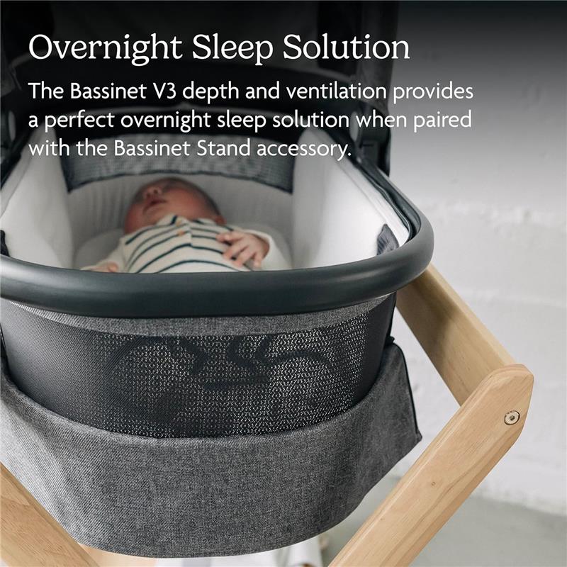 UPPAbaby - Bassinet V3, Compatible with Vista, Cruz, Ridge, Minu Strollers, Greyson (Charcoal Mélange/Carbon Frame)
