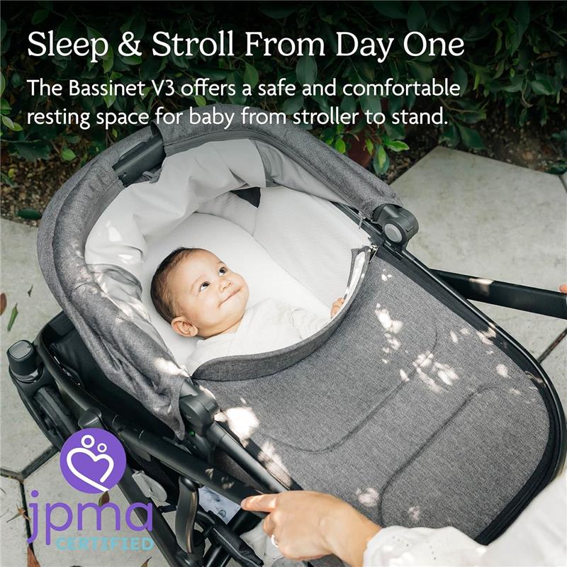 UPPAbaby - Bassinet V3, Compatible with Vista, Cruz, Ridge, Minu Strollers, Greyson (Charcoal Mélange/Carbon Frame)