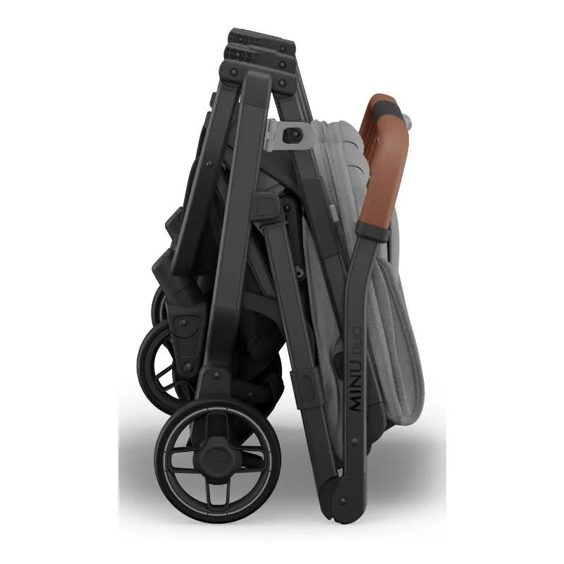 Uppababy - Minu Duo Side By Side Compact Double Stroller, Greyson (Charcoal Mélange/Carbon Frame/Saddle Leather)