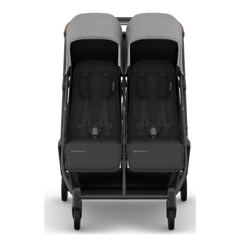 Uppababy - Minu Duo Side By Side Compact Double Stroller, Greyson (Charcoal Mélange/Carbon Frame/Saddle Leather)