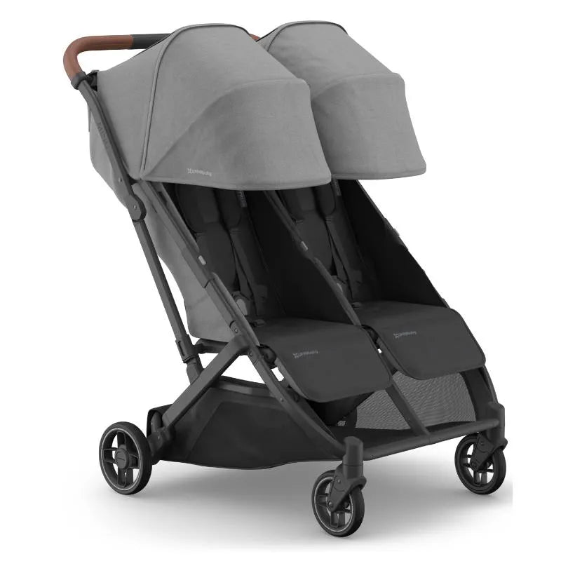 Uppababy - Minu Duo Side By Side Compact Double Stroller, Greyson (Charcoal Mélange/Carbon Frame/Saddle Leather)