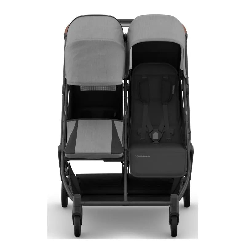 Uppababy - Minu Duo Side By Side Compact Double Stroller, Greyson (Charcoal Mélange/Carbon Frame/Saddle Leather)