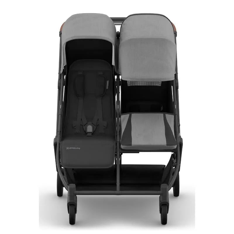 Uppababy - Minu Duo Side By Side Compact Double Stroller, Greyson (Charcoal Mélange/Carbon Frame/Saddle Leather)