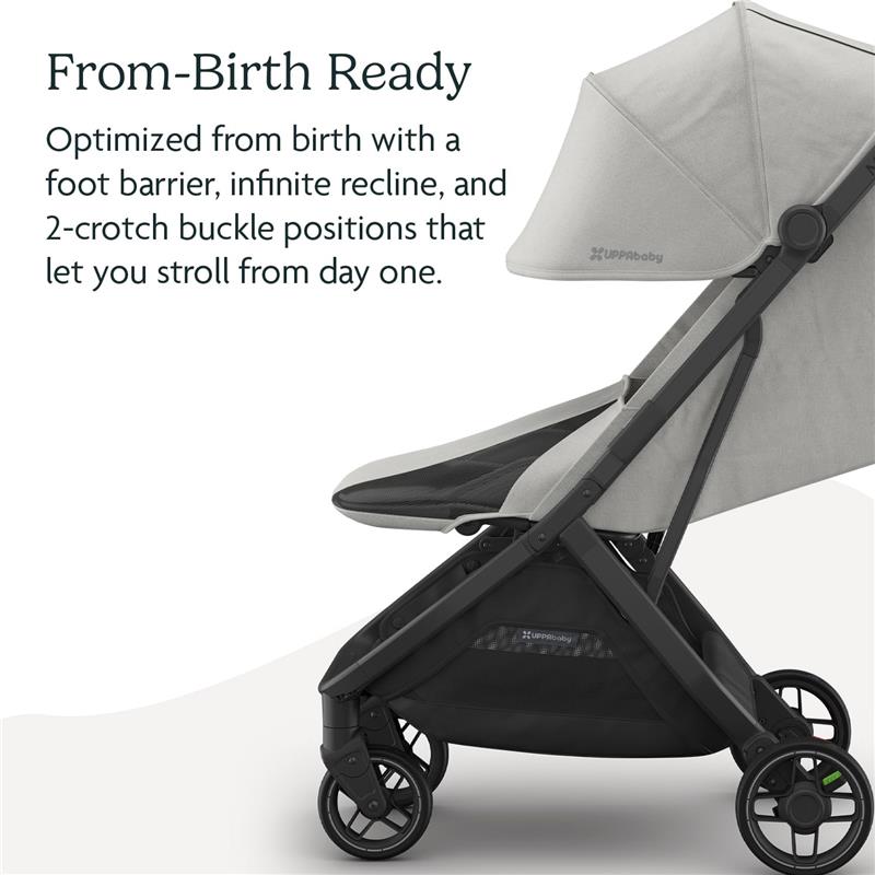 Uppababy - Minu V3 Compact Stroller, Savannah (Pearl Gray Melange/Carbon Frame/Chestnut Leather)
