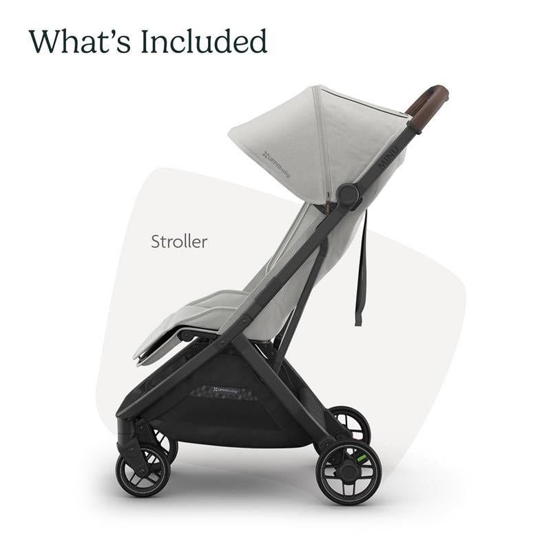 Uppababy - Minu V3 Compact Stroller, Savannah (Pearl Gray Melange/Carbon Frame/Chestnut Leather)