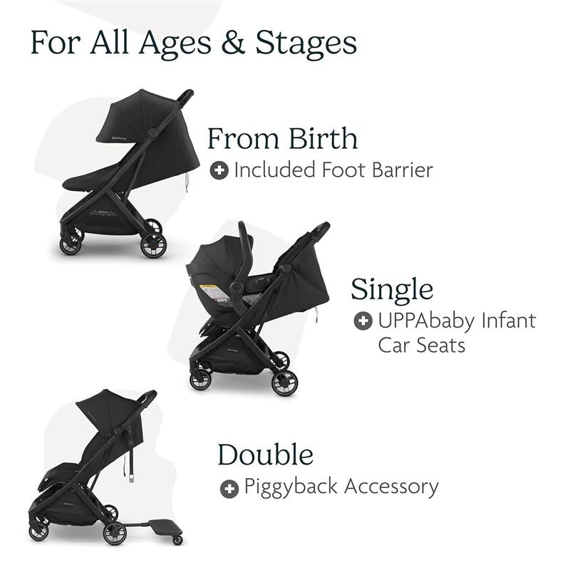 Uppababy - Minu V3 Compact Stroller, Savannah (Pearl Gray Melange/Carbon Frame/Chestnut Leather)