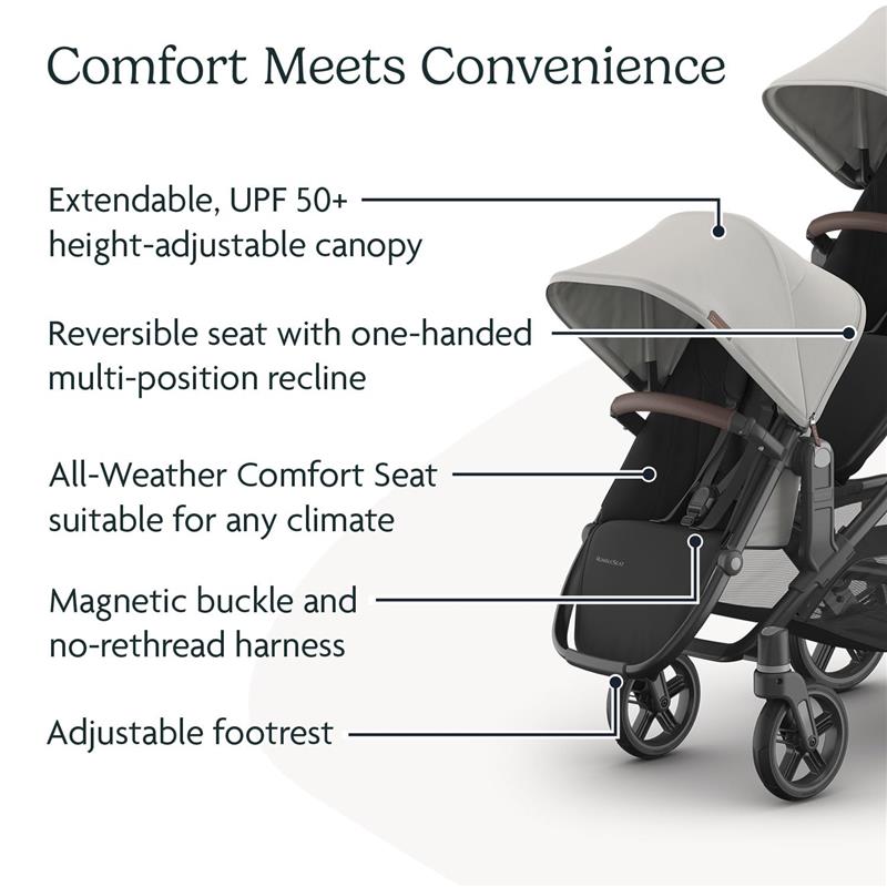 Uppababy - Rumbleseat V3, Savannah  (Pearl Gray Jacquard | Carbon Frame | Chestnut Leather)