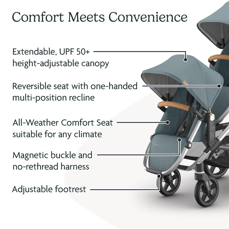 Uppababy - Rumbleseat V3 Second Lower Seat, Callum (Stone Blue/Silver Frame/Sand Leather)