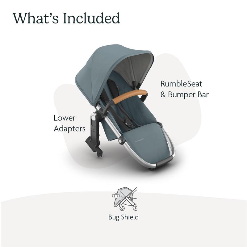 Uppababy - Rumbleseat V3 Second Lower Seat, Callum (Stone Blue/Silver Frame/Sand Leather)