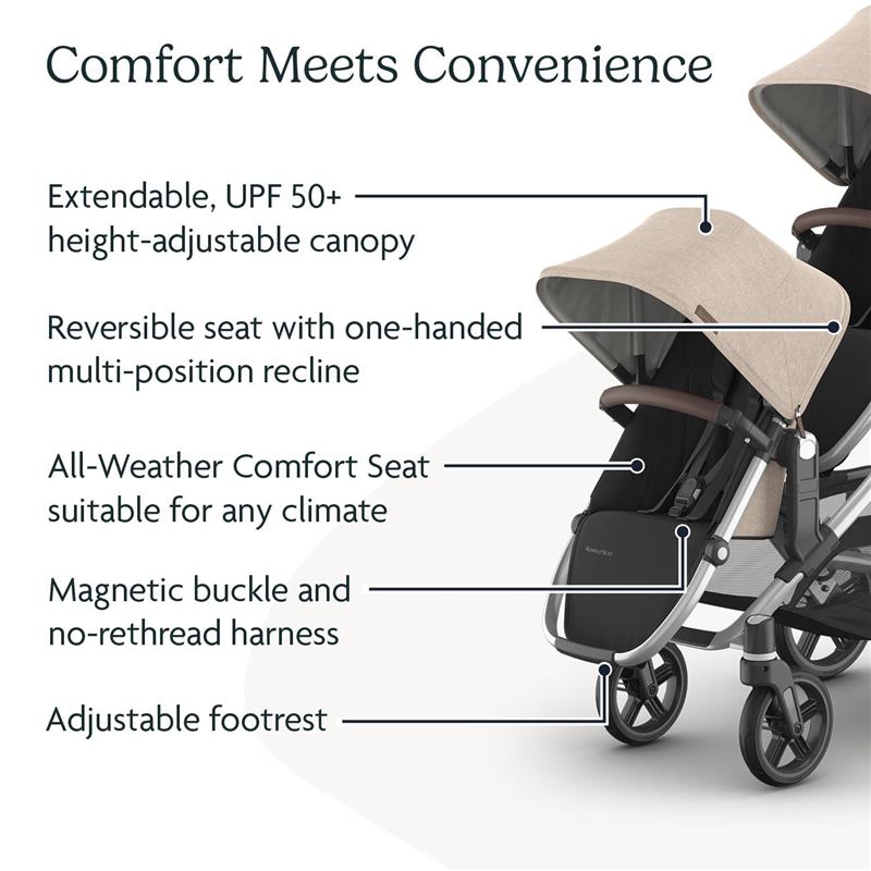 Uppababy - Rumbleseat V3 Second Lower Seat, Declan (Oat Mélange/Silver Frame/Chestnut Leather)