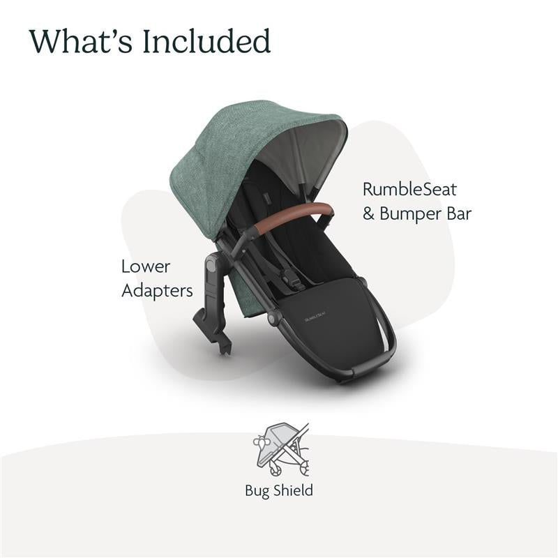 Uppababy - Rumbleseat V3 Second Lower Seat, Green (Mélange/Carbon Frame/Saddle Leather)