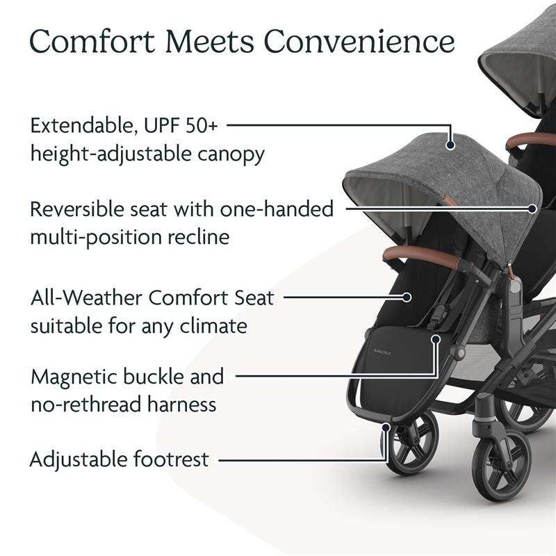 Uppababy - Rumbleseat V3 Second Lower Seat, Greyson (Charcoal Mélange/Carbon Frame/Saddle Leather)