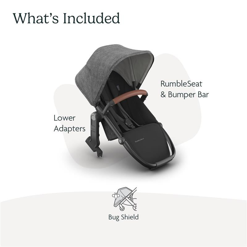 Uppababy - Rumbleseat V3 Second Lower Seat, Greyson (Charcoal Mélange/Carbon Frame/Saddle Leather)