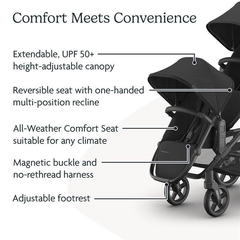 Uppababy - Rumbleseat V3 Second Lower Seat, Jake (Charcoal/Carbon Frame/Black Leather)