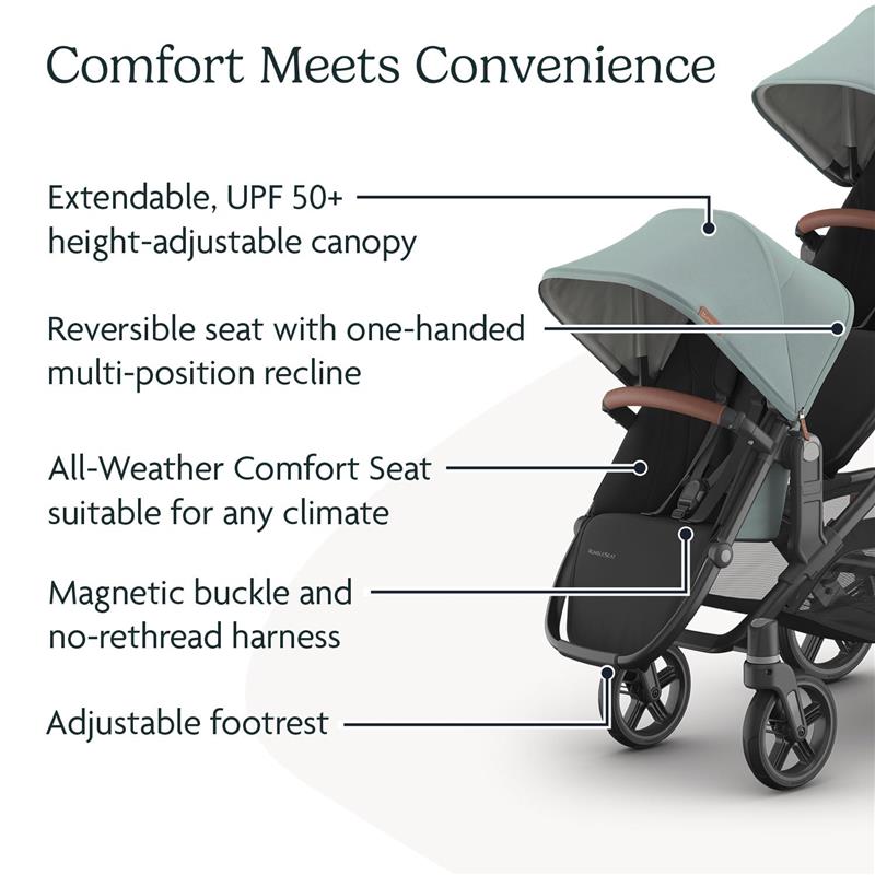 Uppababy - Rumbleseat V3 Second Lower Seat, Kenzi (Mystic Aqua/Carbon Frame/Saddle Leather)
