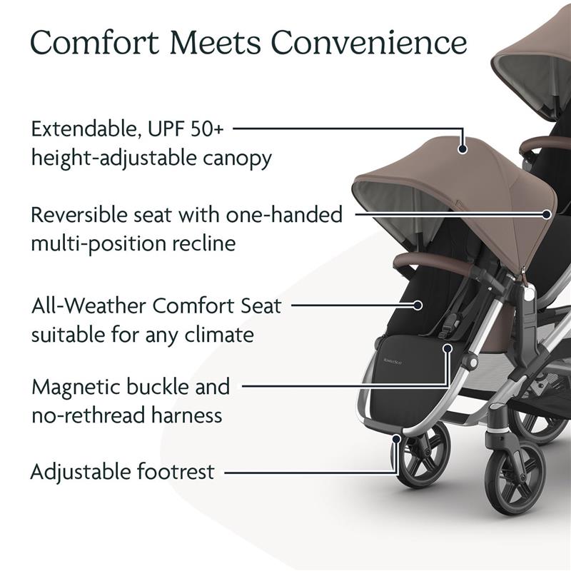 Uppababy - Rumbleseat V3 Second Lower Seat, Theo (Dark Taupe/Silver Frame/Chestnut Leather)