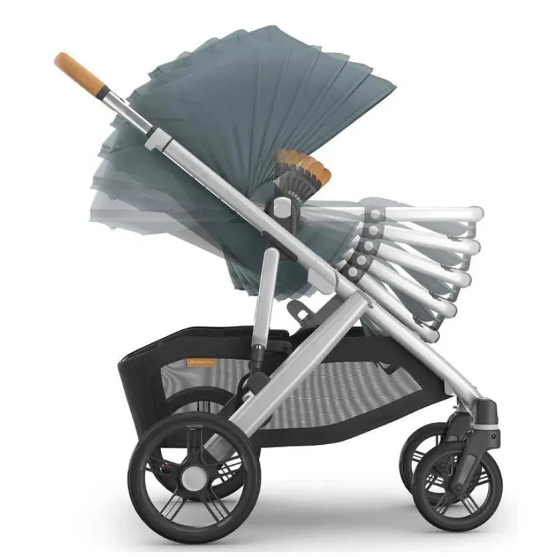 Uppababy - Vista V3 Stroller, Callum (Stone Blue/Silver Frame/Sand Leather)