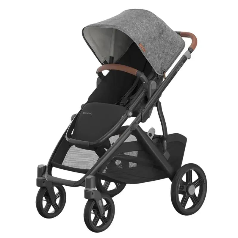 Uppababy - Vista V3 Stroller, Greyson (Charcoal Mélange/Carbon Frame/Saddle Leather)