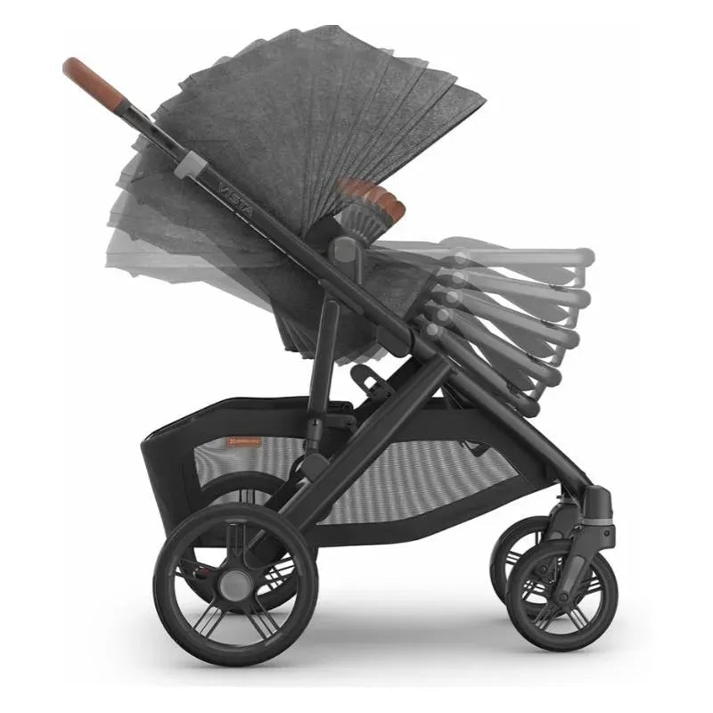 Uppababy - Vista V3 Stroller, Greyson (Charcoal Mélange/Carbon Frame/Saddle Leather)