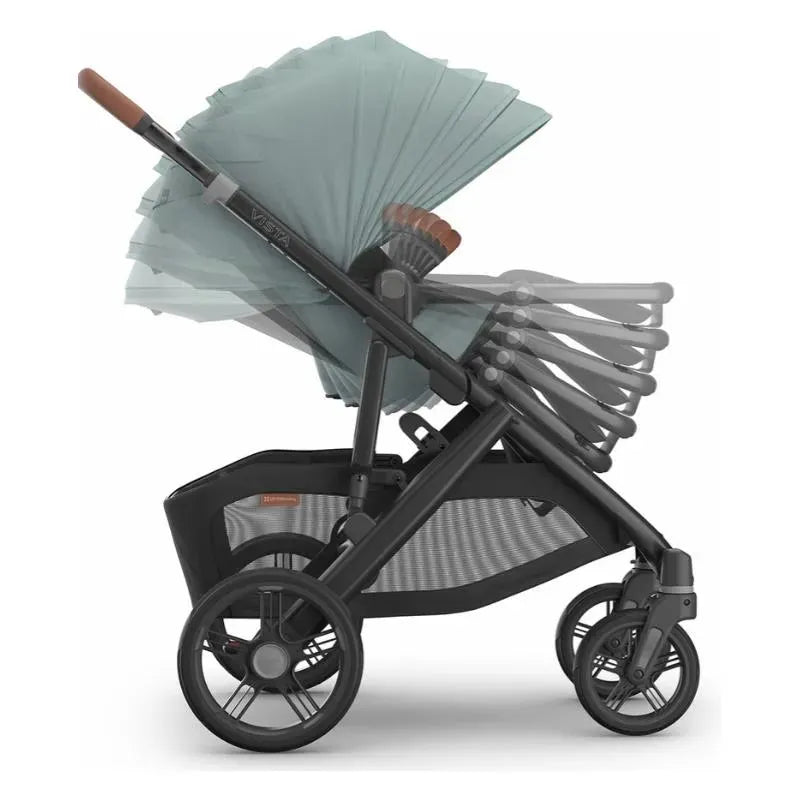 Uppababy - Vista V3 Stroller, Kenzi (Mystic Aqua/Carbon Frame/Saddle Leather)